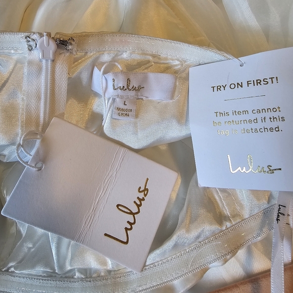 Lulus True Excellence White Bustier Off-The-Shoulder Wedding Gown, Size Large - Picture 10 of 10